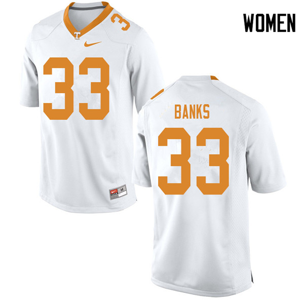 Women #33 Jeremy Banks Tennessee Volunteers College Football Jerseys Sale-White - Click Image to Close